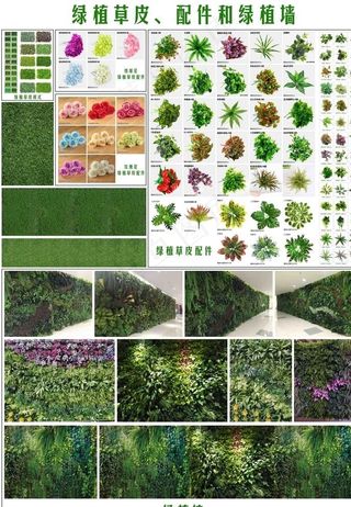 绿植草皮配件和绿植墙图片