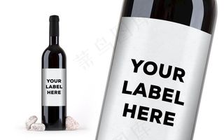 红酒瓶贴包装样机图片瓶身贴