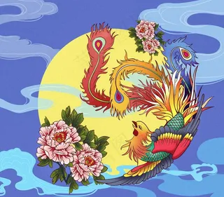国潮凤凰插画图片