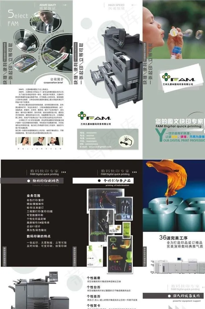 数码快印公司三折页图片cdr矢量模版下载