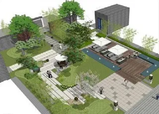 园林庭院花园景观SU模型图片