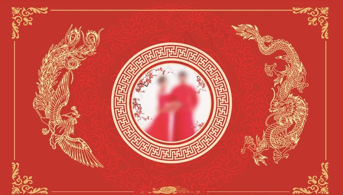 中式红色背景图片