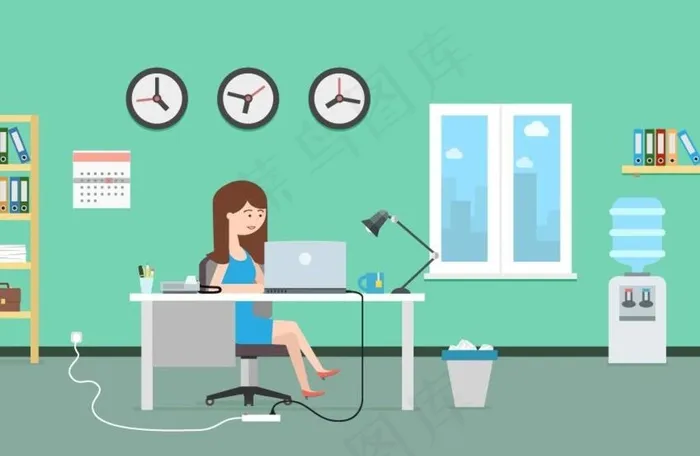 企业商务办公室工作中的美女矢量图片eps,ai矢量模版下载
