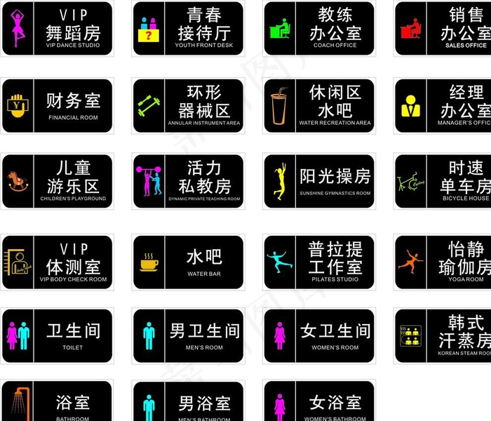 健身房科室牌图片cdr矢量模版下载