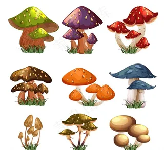 9组卡通蘑菇设计矢量素材图片