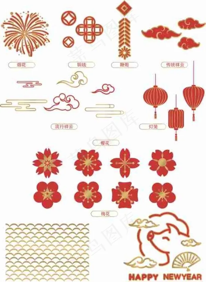 中式过年元素图片eps,ai矢量模版下载