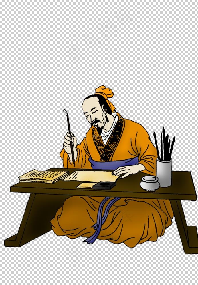 国学人物插画图片