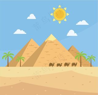 金字塔与骆驼图片