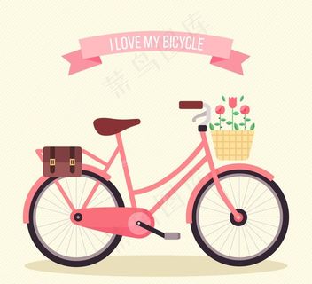 粉色卡通自行车图片 粉色卡通自行车图片