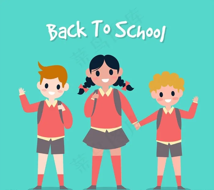 矢量上学的小学生图片ai矢量模版下载