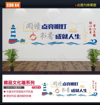 图书馆阅览室校园文化墙形象墙图片