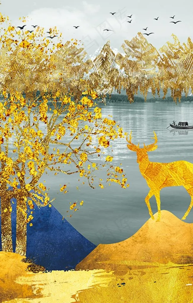 新中式现代抽象装饰画图片