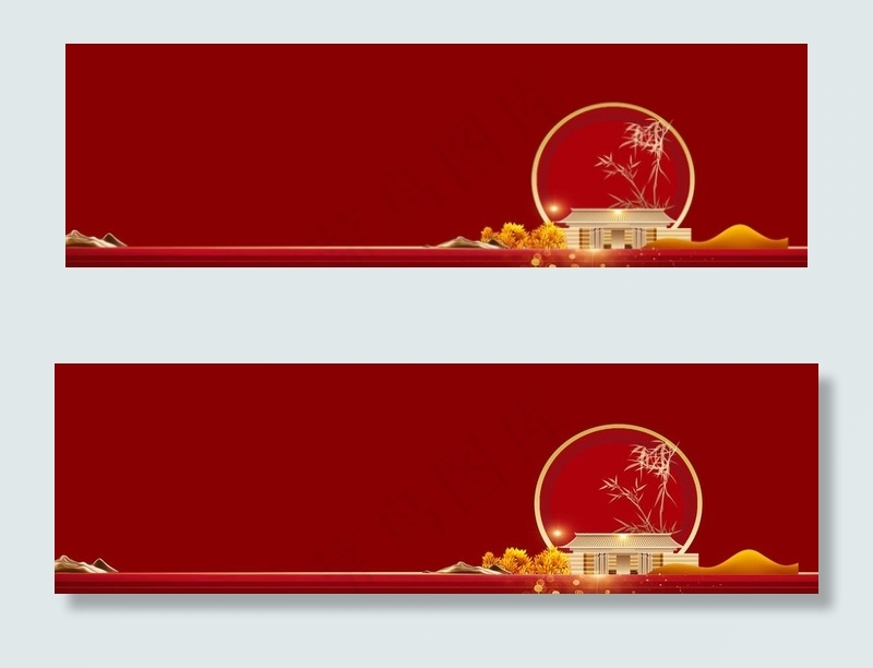 新中式红色开盘主画面图片(8504X2835(DPI:1200))psd模版下载