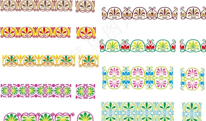 彩色花纹花边图片ai矢量模版下载