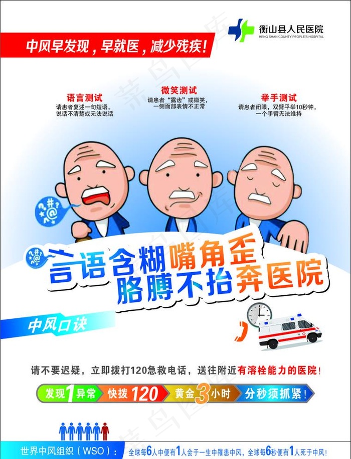 卒中中风海报图片cdr矢量模版下载
