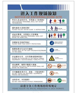 进入工作现场须知图片