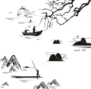 孤舟 山水  诗意 船图片