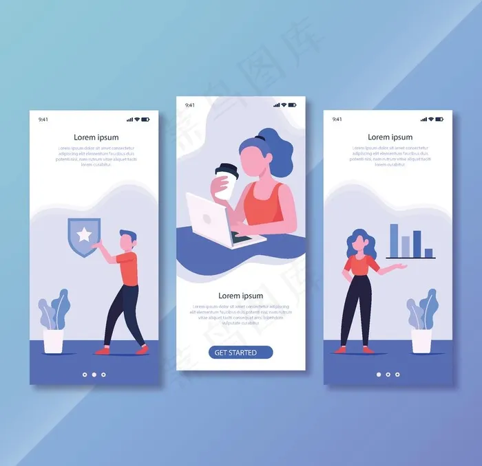 APP引导页图片eps,ai矢量模版下载