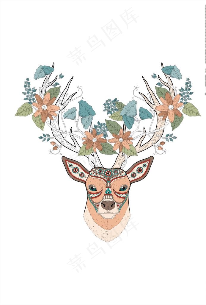 手绘可爱鹿矢量图图片