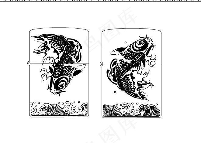 zippo 鲤鱼矢量图片ai矢量模版下载