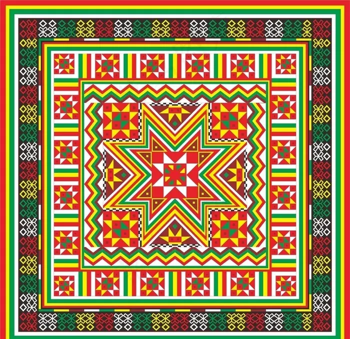 瑶族八角花绣片图案图片cdr矢量模版下载