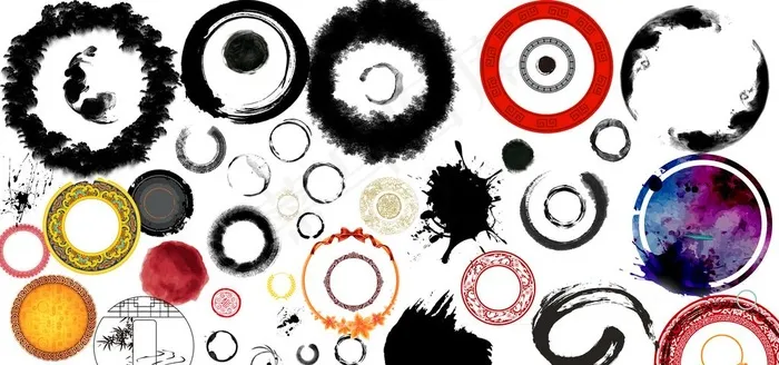 水墨元素图片(3937X1969(DPI:100))psd模版下载