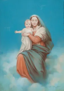 圣母抱耶稣图片 圣母抱耶稣图片