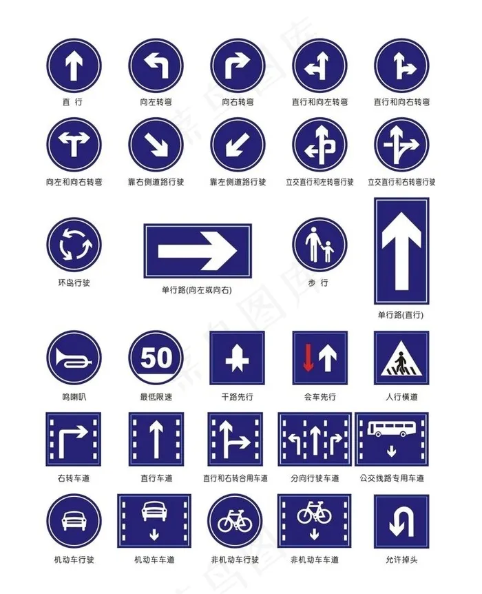道路交通箭头标志图片cdr矢量模版下载