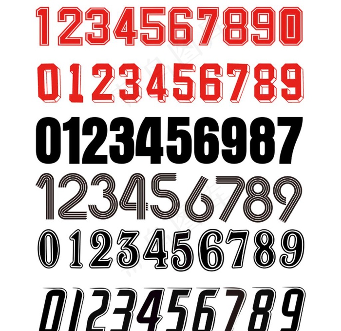 球服号码阿拉伯数字012345图片cdr矢量模版下载