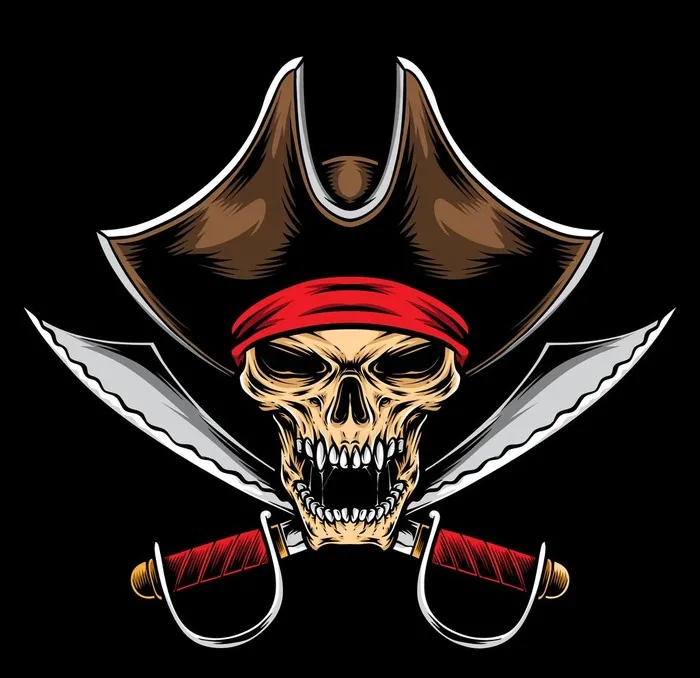 海盗骷髅纹身图片ai矢量模版下载