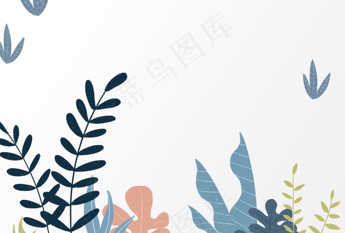 树叶底纹插画卡通背景素材图片psd模版下载