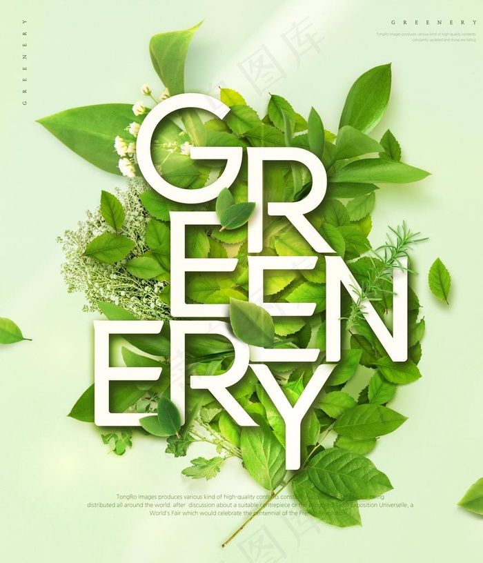 春夏绿色叶子海报图片