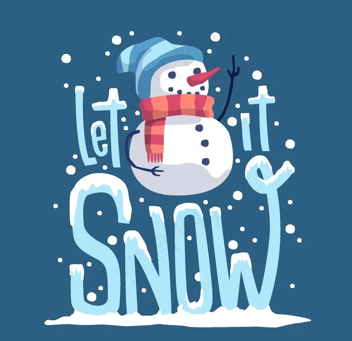 可爱雪人 艺术字图片ai矢量模版下载