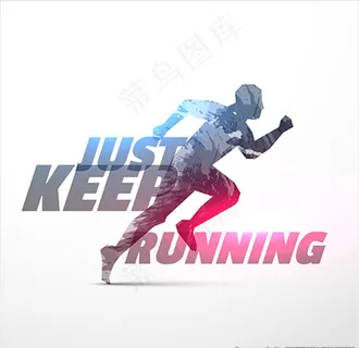 剪影轮廓跑步抽象插图图片