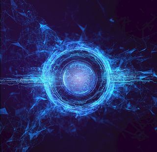 蓝色科技炫酷放射喷发背景素材图片