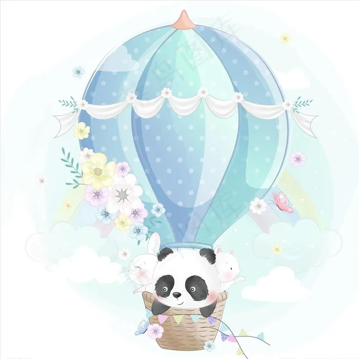 卡通热气球图片