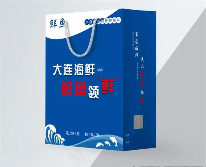 海鲜手提袋展开图图片cdr矢量模版下载
