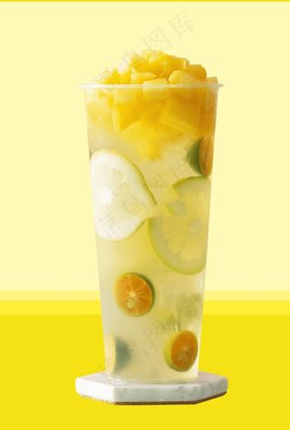 芒果 柠檬青橘水果茶图片