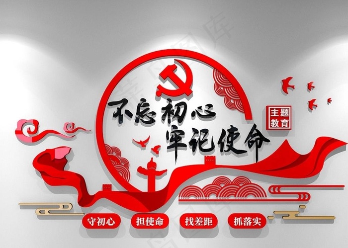 党建文化墙图片cdr矢量模版下载
