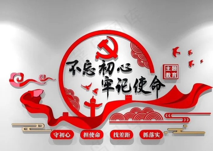 党建文化墙图片cdr矢量模版下载