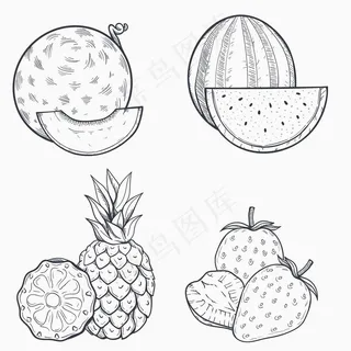手绘线稿水果图片