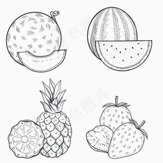 手绘线稿水果图片