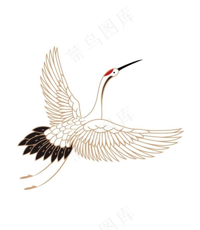 仙鹤插画图片ai矢量模版下载