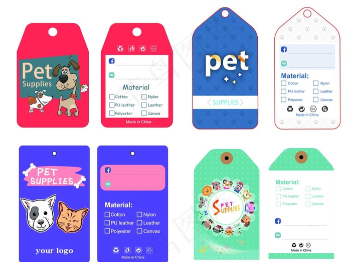 宠物吊卡图片ai矢量模版下载