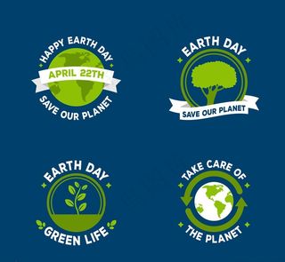 绿色世界地球日标签图片