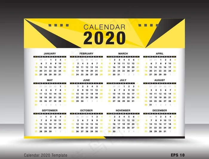 2020年历图片eps,ai矢量模版下载