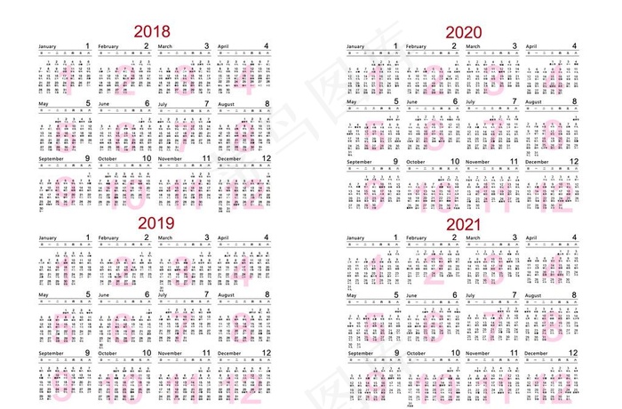 2018-2021年台历图片ai矢量模版下载