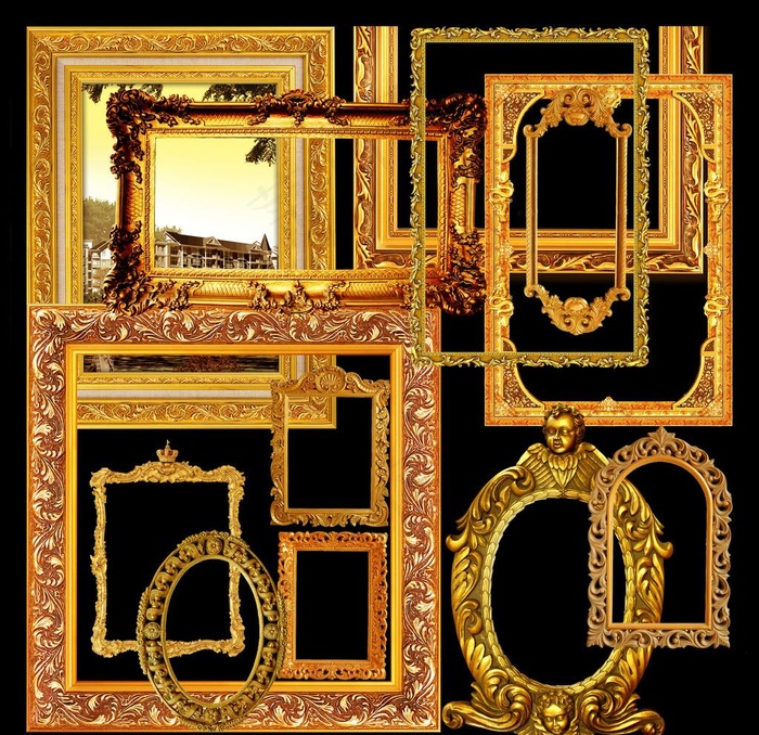 欧式边框 金色边条 画框图片