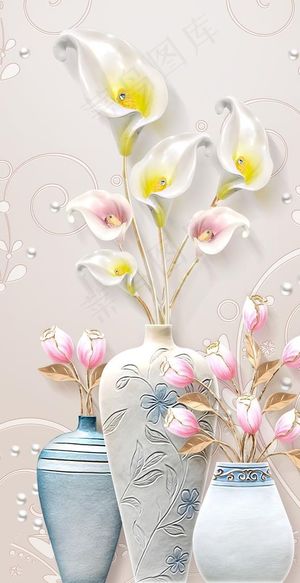 郁金香花瓶玄关背景图片