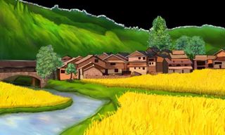 插画 手绘 稻田 田园 稻穗图片